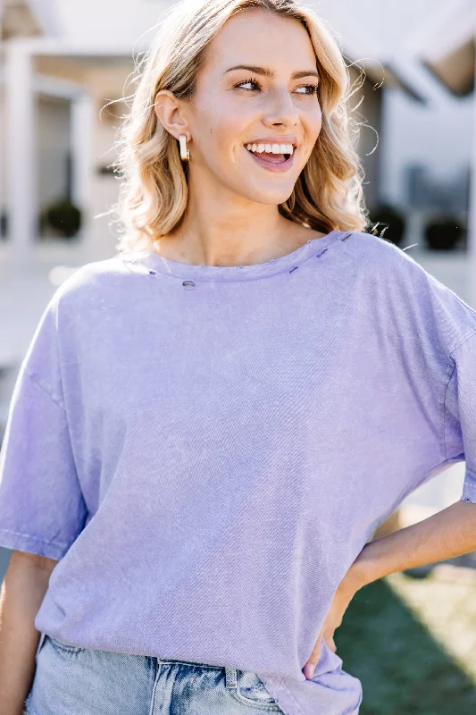 women's tops with bell sleevesOn The Move Lavender Purple Distressed Tee