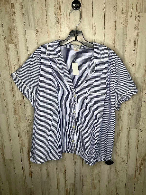 spaghetti strap women's topsBlue & White Top Short Sleeve J. Crew, Size 3x