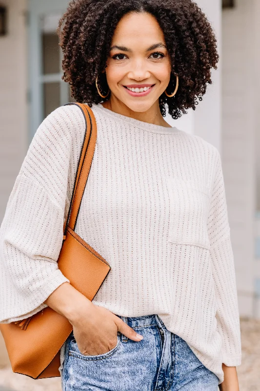 women's tops for those who want to add a pop of color to their outfitsStay In Line Beige Waffle Top