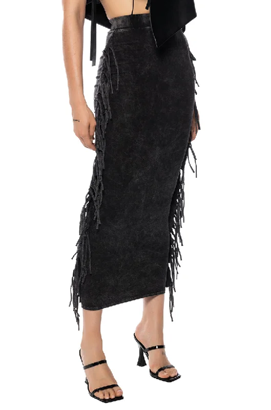 women's woven A-line skirts for summerBRITT FRINGE DETAIL MAXI SKIRT