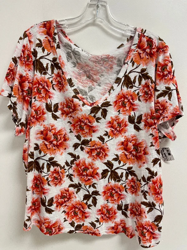 women's tops with lace-up frontsFloral Print Top Short Sleeve Basic Old Navy, Size 2x