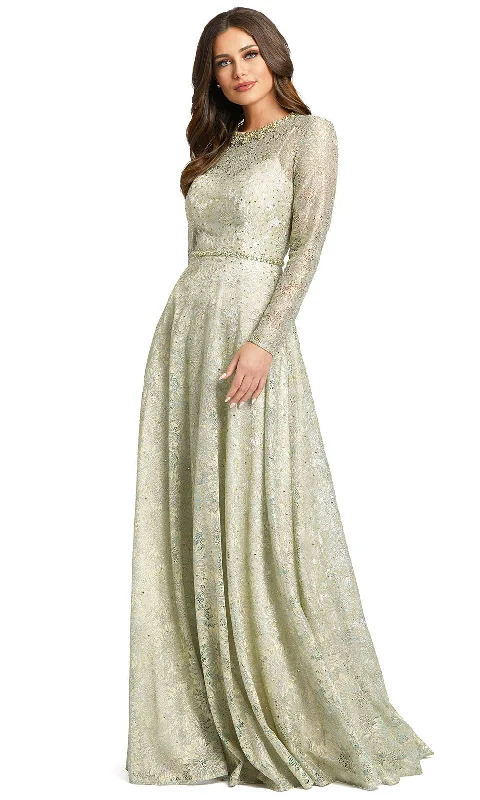 Tea-Length DressMac Duggal 491881 - Embellished Long Sleeve Evening Dress