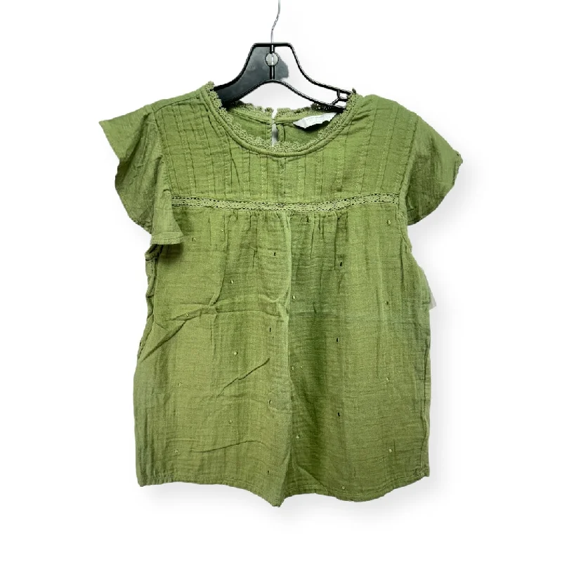 women's tops in solid colorsGreen Top Short Sleeve Lucky Brand, Size M