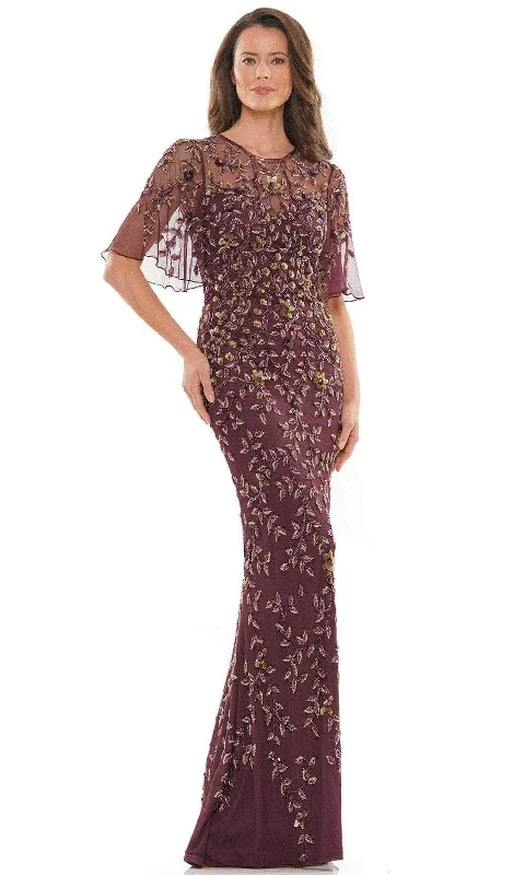 women's cocktail dressesMarsoni by Colors MV1208 - Sheer Bell Sleeve Evening Gown