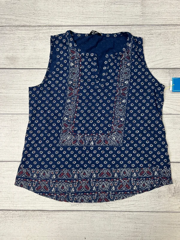 cozy women's tops for fall and winterNavy Top Short Sleeve Lucky Brand, Size Xl