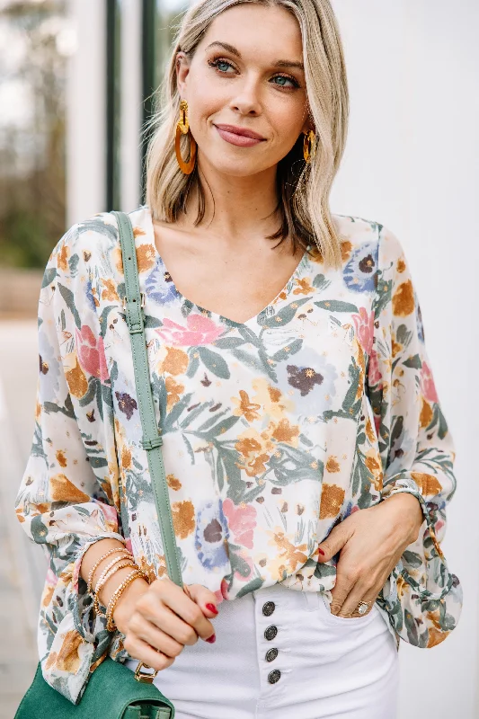 women's tops for creating capsule wardrobesTake The Hint Mustard Yellow Floral Blouse