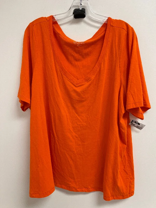 women's tops with built-in brasOrange Top Short Sleeve Basic Lane Bryant, Size 3x