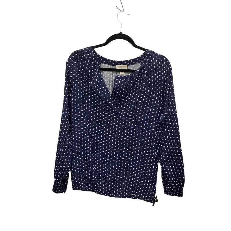 women's tops with lace-up frontsTop Long Sleeve By Loft In Blue, Size: S