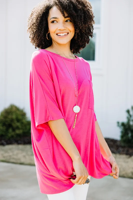 women's tops for statement-making outfitsOn Your Time Fuchsia Pink Oversized Top