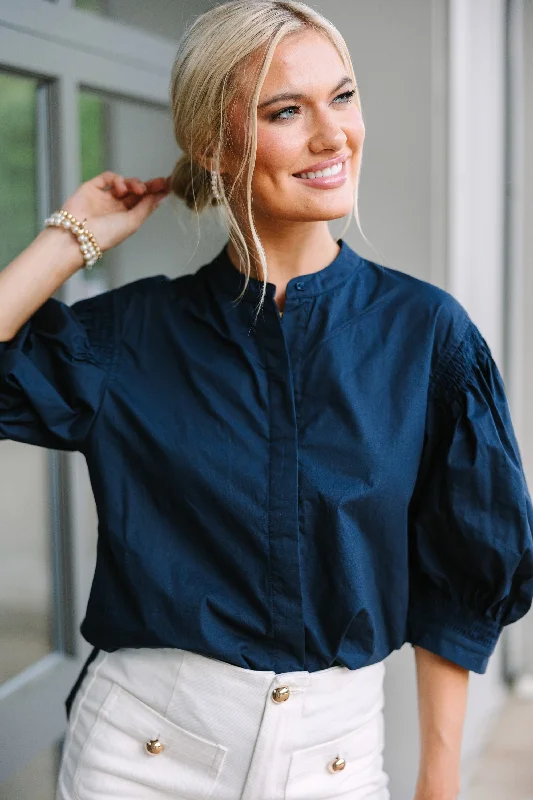 women's tops for those who want to create outfits that reflect their personal style and sense of fashionPinch: All That You Love Navy Blue Cotton Blouse