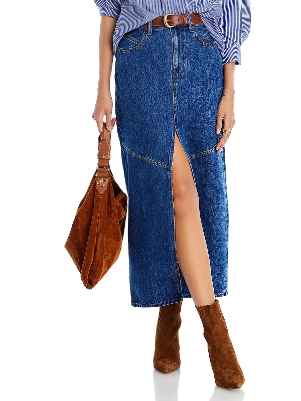 women's lace A-line skirtsWomens Slit Cotton Denim Skirt