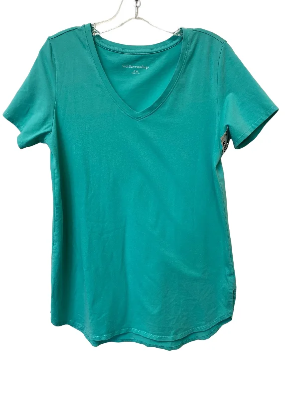 women's tops for those who want to add a pop of color to their outfitsAqua Top Short Sleeve Basic Soft Surroundings, Size S