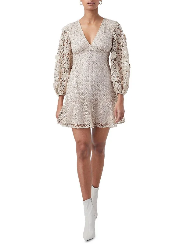 Petite DressCaballo Womens Laced Sequined Mini Dress