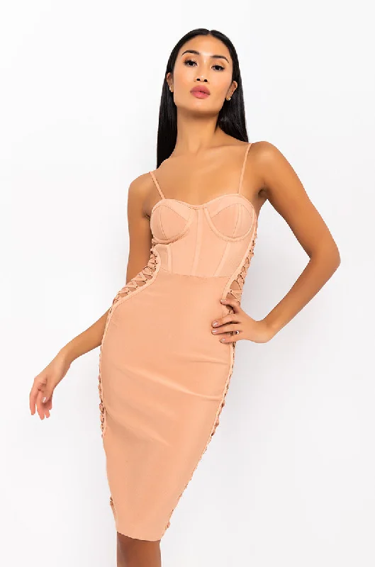 Wedding DressDATE NIGHT BANDAGE MIDI DRESS NUDE