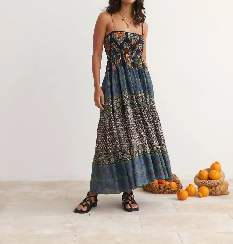 women's boho dressesRhea Tiered Maxi Dress In Noir