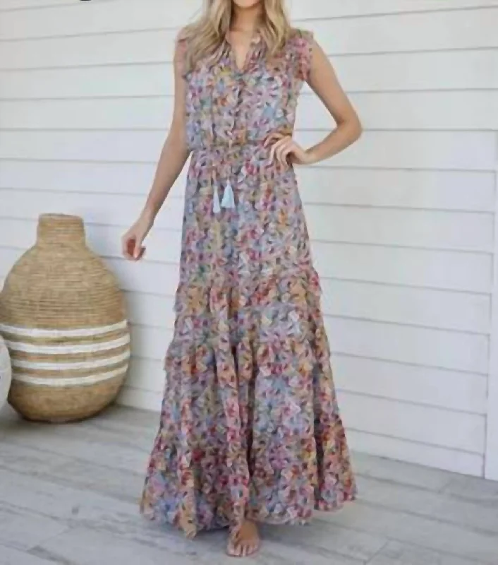 women's shift dressesHazel Maxi Dress In Blue Floral