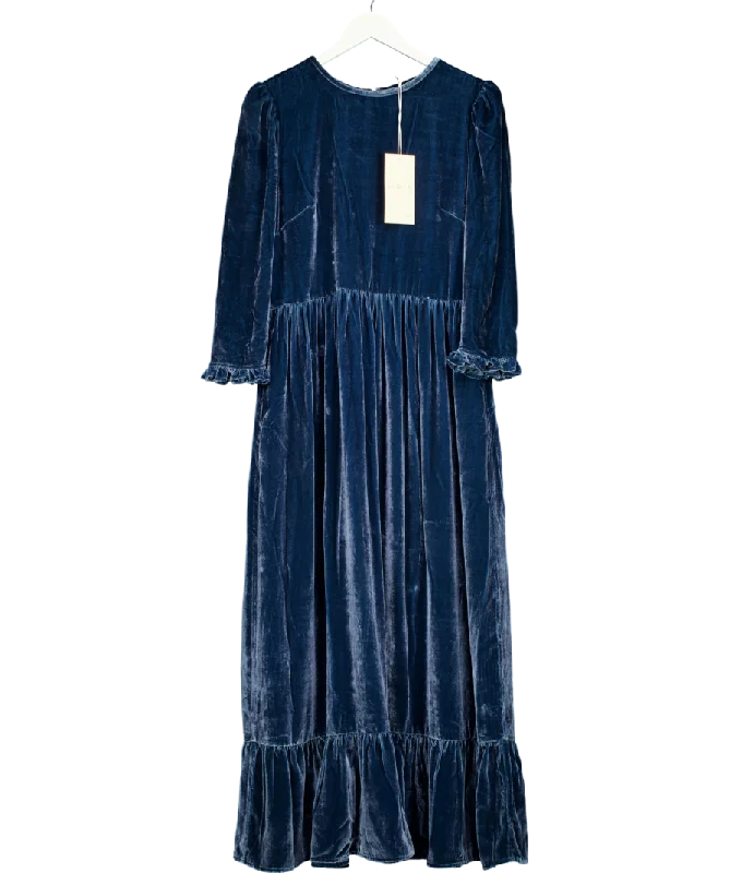 women's easy-to-wear dressesBy Iris Blue Velvet Shae Maxi Dress UK L