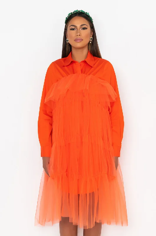 Formal DressDEEPLY IN LOVE FASHION TULLE MIDI DRESS ORANGE