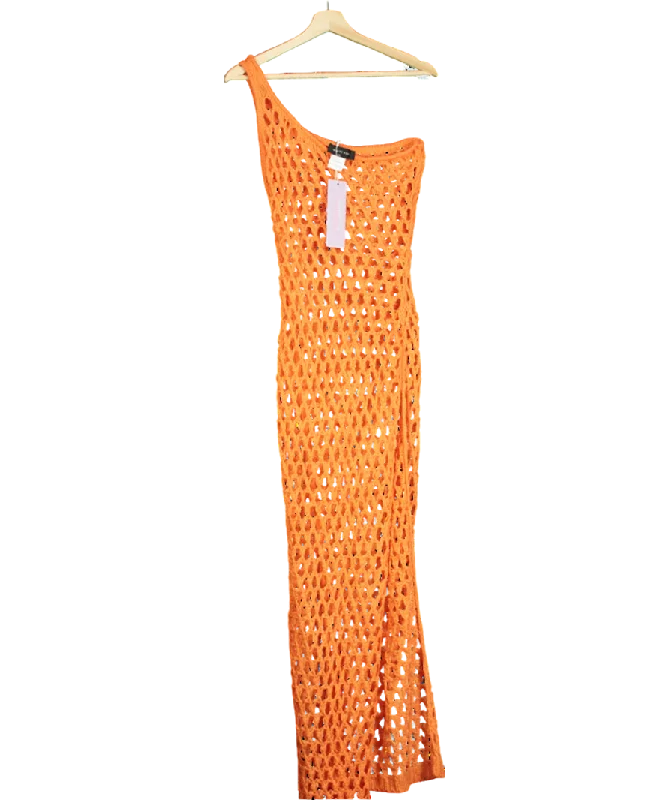 Tall Women DressWhite Fox Orange In My Feelings Crochet Maxi Dress UK L/XL