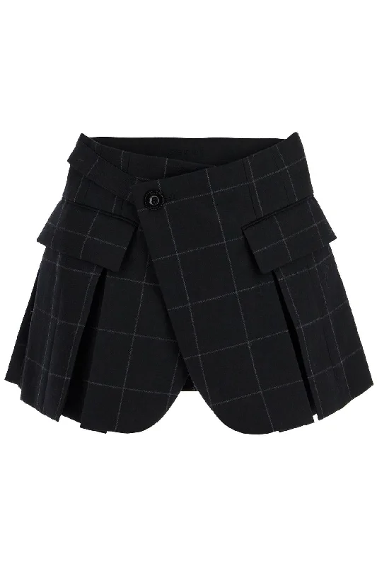 women's convertible shortsSacai Women's Plaid Wool Skort With Check