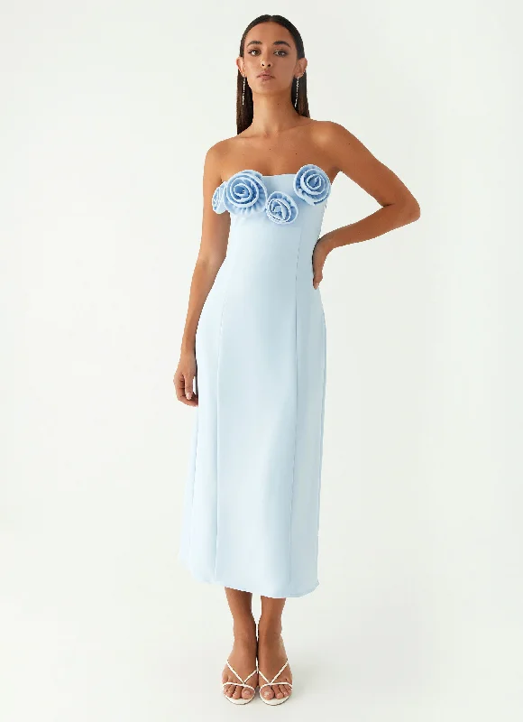 women's cocktail dressesPatsie Strapless Midi Dress - Blue