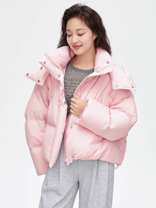 women's coats for fashion-forward individualsCream Pink Silhouette Down Jacket