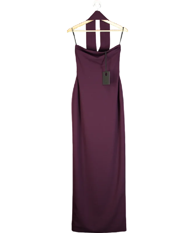 women's cocktail dressesSolace London The Amari Maxi Dress in Aubergine UK 8