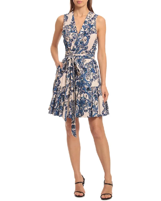 women's denim dressesAvec Les Filles Paisley Tiered Mini Wrap Dress