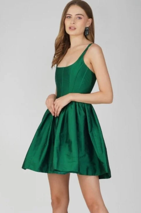 Sweetheart Neckline DressBexley Tafetta Mini Dress in Royal Green