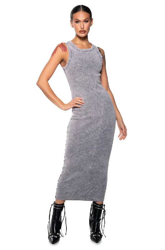 women's one-shoulder dressesDON'T TEXT RIBBED KNIT MIDI DRESS