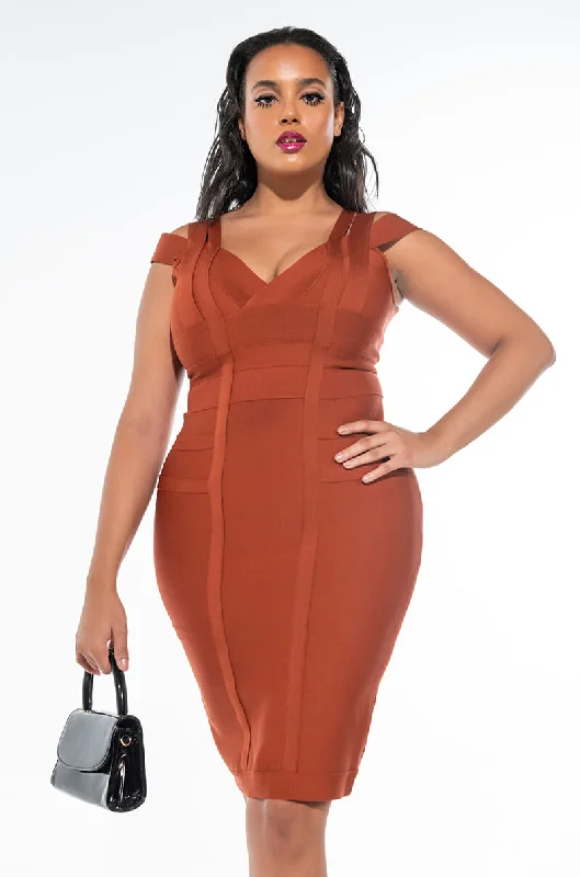 Embellished DressPLUS COCKTAIL VIBES BANDAGE MIDI DRESS