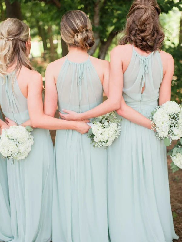 Body-Hugging DressGorgeous A-line Sage Long Chiffon Bridesmaid Dress