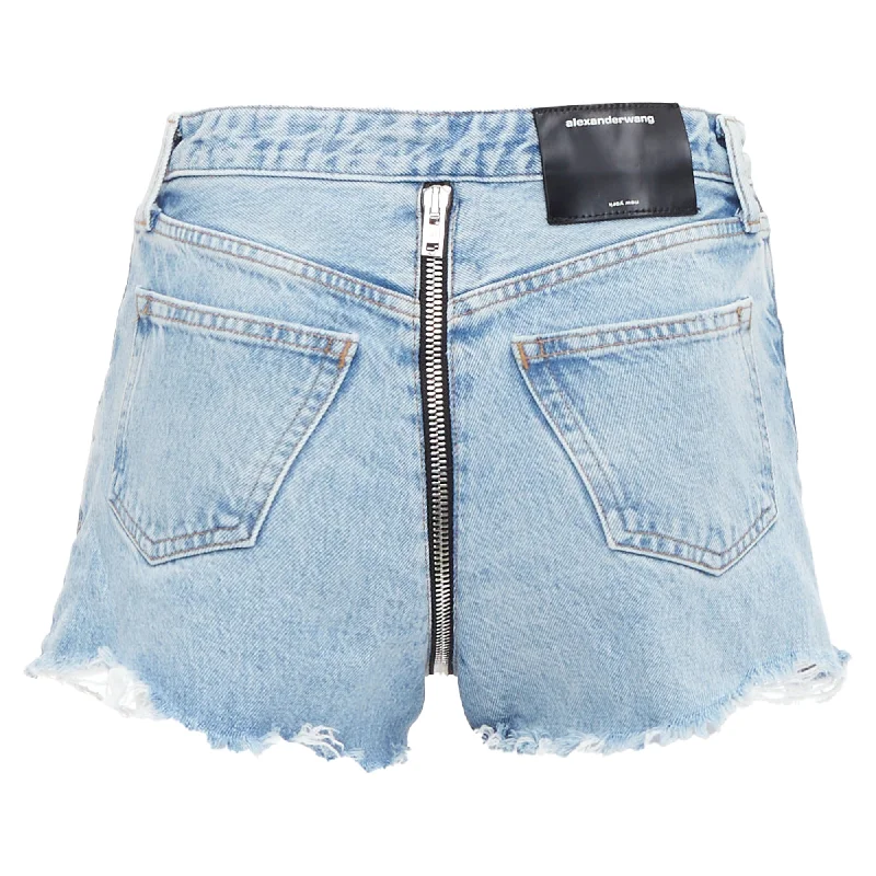 women's denim shortsAlexander Wang Bite Zip Washed Denim Hot Pants Shorts