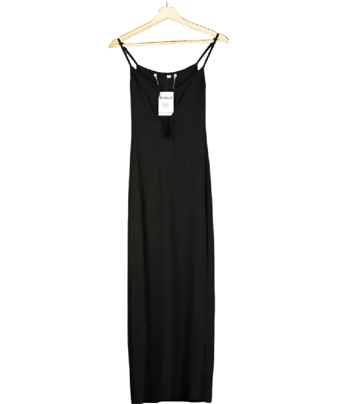 Skater DressBlack Abstract Neck Sleeveless Maxi Dress UK S