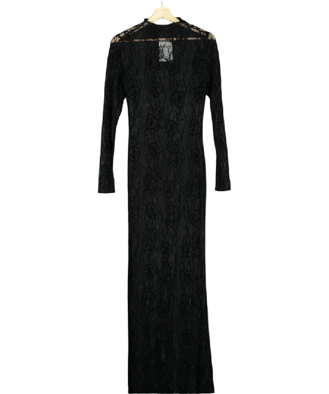 women's fair-trade dressesGood American Black Lace Maxi Dress UK 6