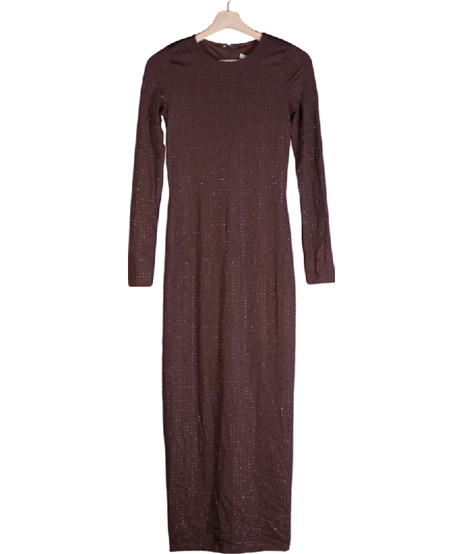 women's velvet dressesSLA the label Brown Ode Diamanté Maxi Dress UK XS