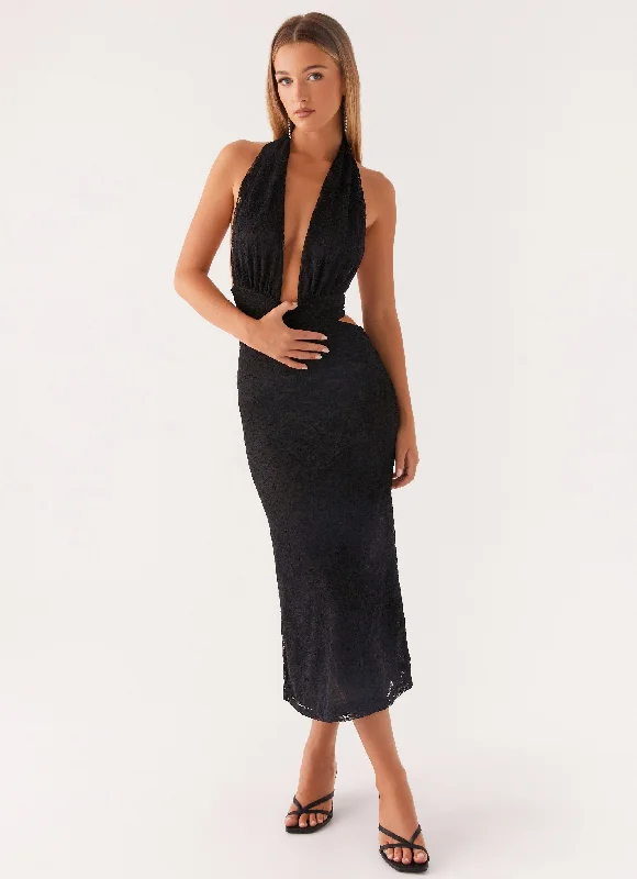 women's beach dressesCharismatic Lace Midi Dress - Black