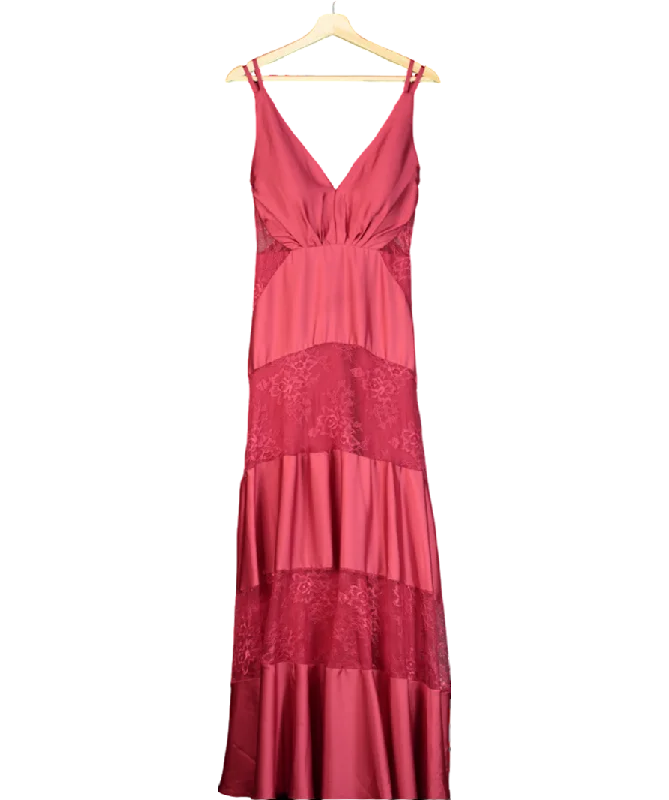 Crepe DressLayered with Love Red Lacey Maxi Dress UK M