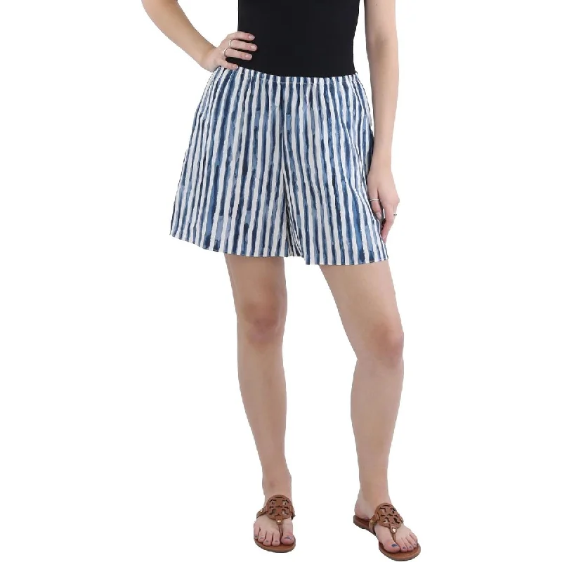 women's high-waisted shortsWomens Striped Elastic Waist Casual Shorts