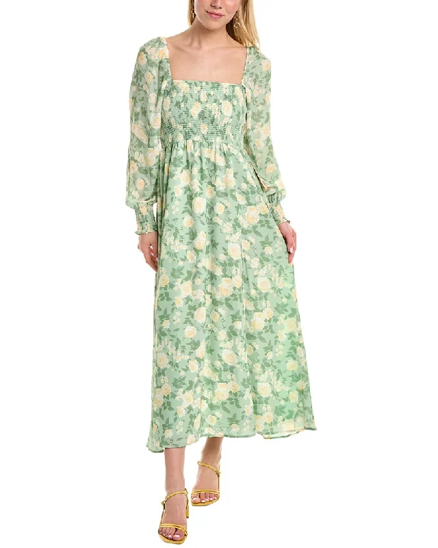 women's wedding guest dressesO.P.T. Classic Smocked Maxi Dress