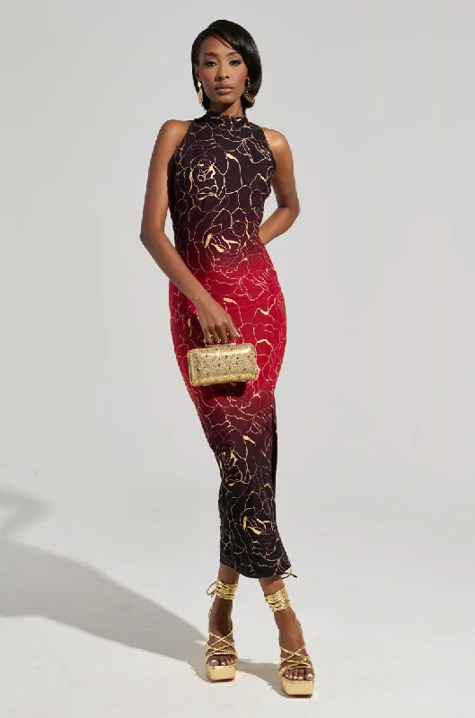 women's cocktail dressesIRIS METALLIC OMBRE PRINTED MIDI DRESS