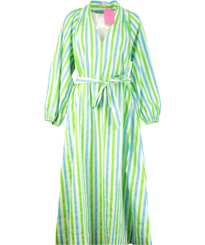 Trumpet DressRhode Resort Green Striped Rio Maxi Dress UK S