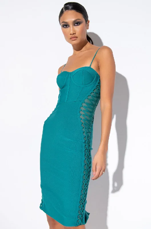 Cocktail DressDATE NIGHT BANDAGE MIDI DRESS TURQUOISE