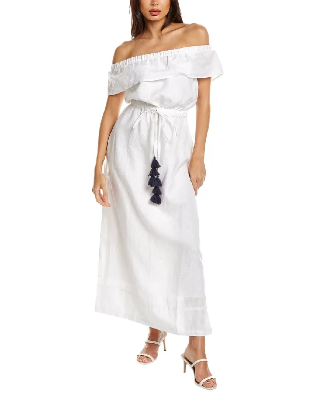 women's maternity dressesPomegranate Off-The-Shoulder Linen Maxi Dress