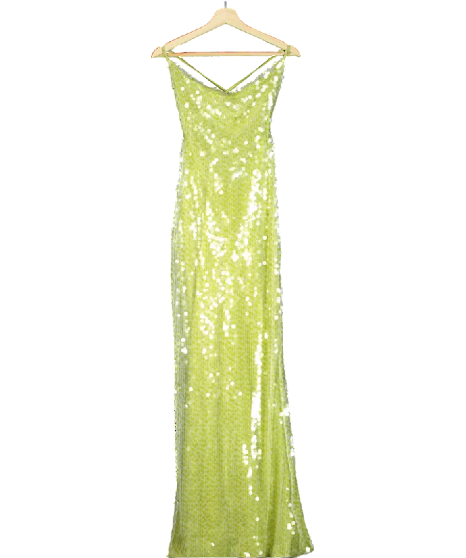 women's retro dressescaramella Sequin Backless Maxi Dress In Emerald Green UK 8