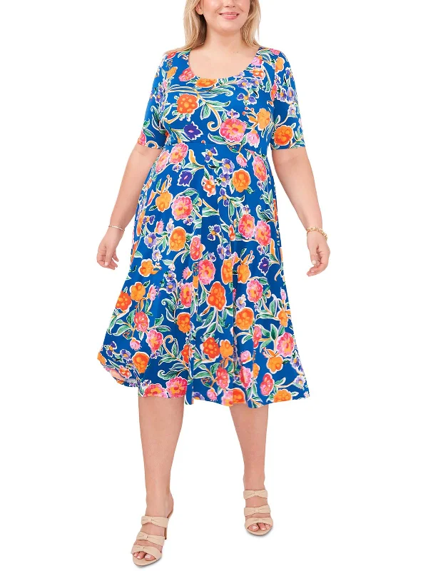 Short-Sleeve DressPlus Womens Floral Long Maxi Dress