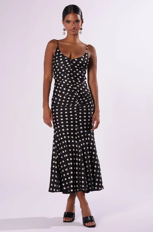 women's everyday dressesNANCY SATIN POLKA DOT MIDI DRESS