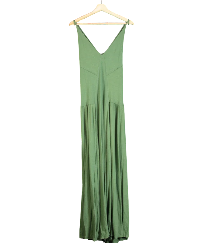 women's prom dressesFree People Green Beach Cross Strap V-neck Maxi Dress UK S