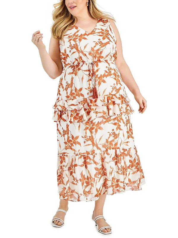 Laced-Up DressPlus Womens Printed Long Maxi Dress