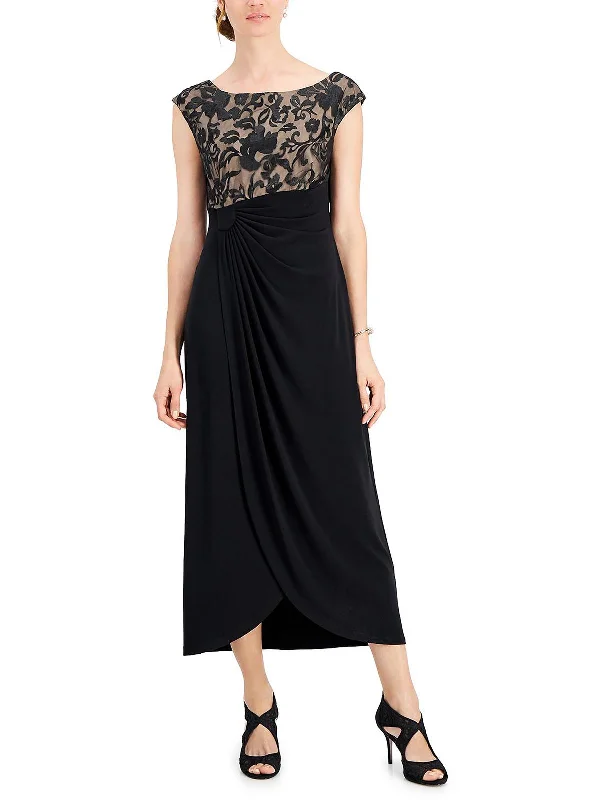 women's eco-friendly dressesPetites Womens Gathered Maxi Evening Dress